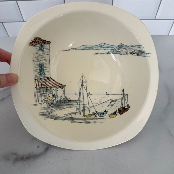 Midwinter Other - Midwinter Riviera Hugh Casson Designed Ceramic Bowl 9" Wide Hand Engraved Englan